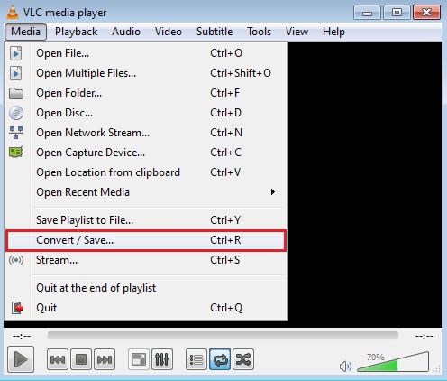  使用将任何文件转换为任何格式 VLC 媒体播放器1 