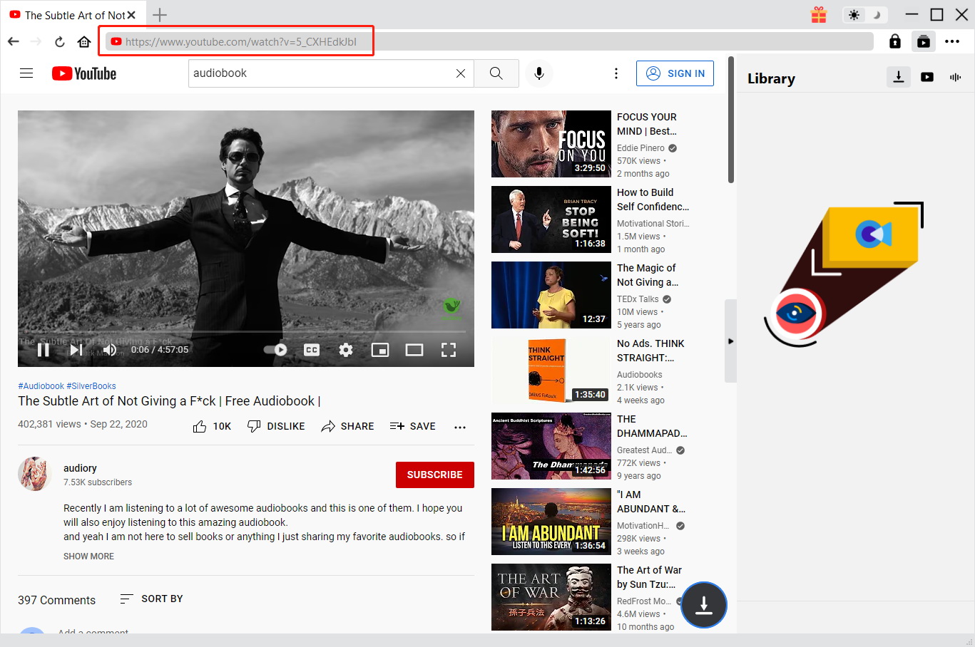  save-audiobooks-on-YouTube-locate-audiobook