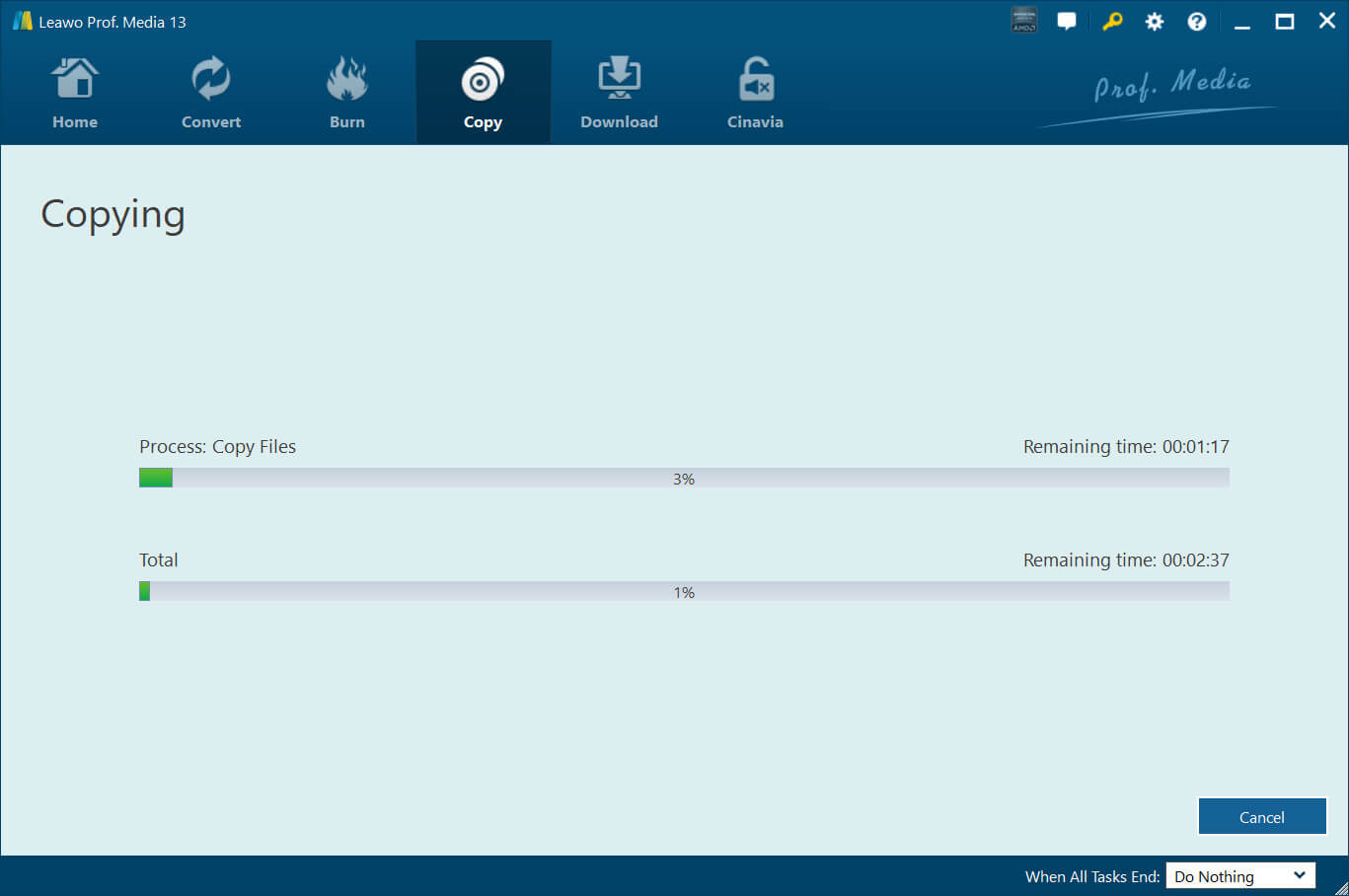  4k 藍光燒錄機 leawo 開始複製  