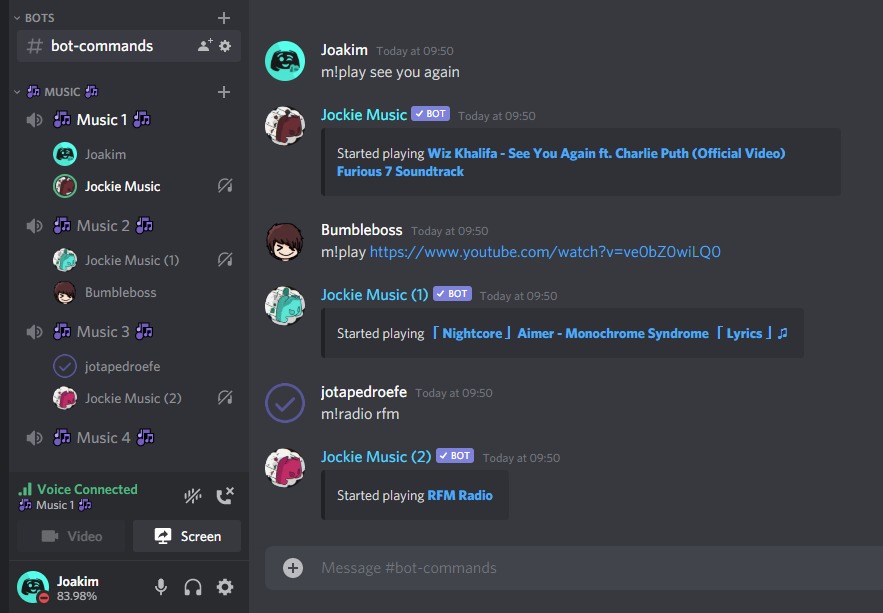best discord music bot: jockie music
