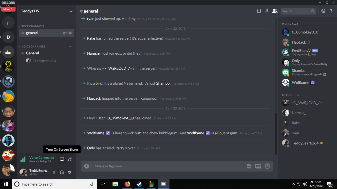 share screen on discord via voice channel