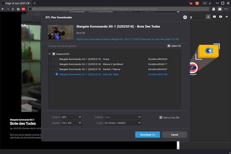 RTL Plus Downloader Step3