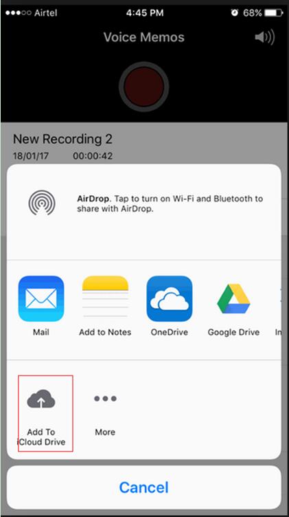 click on the Add To iCloud Drive option