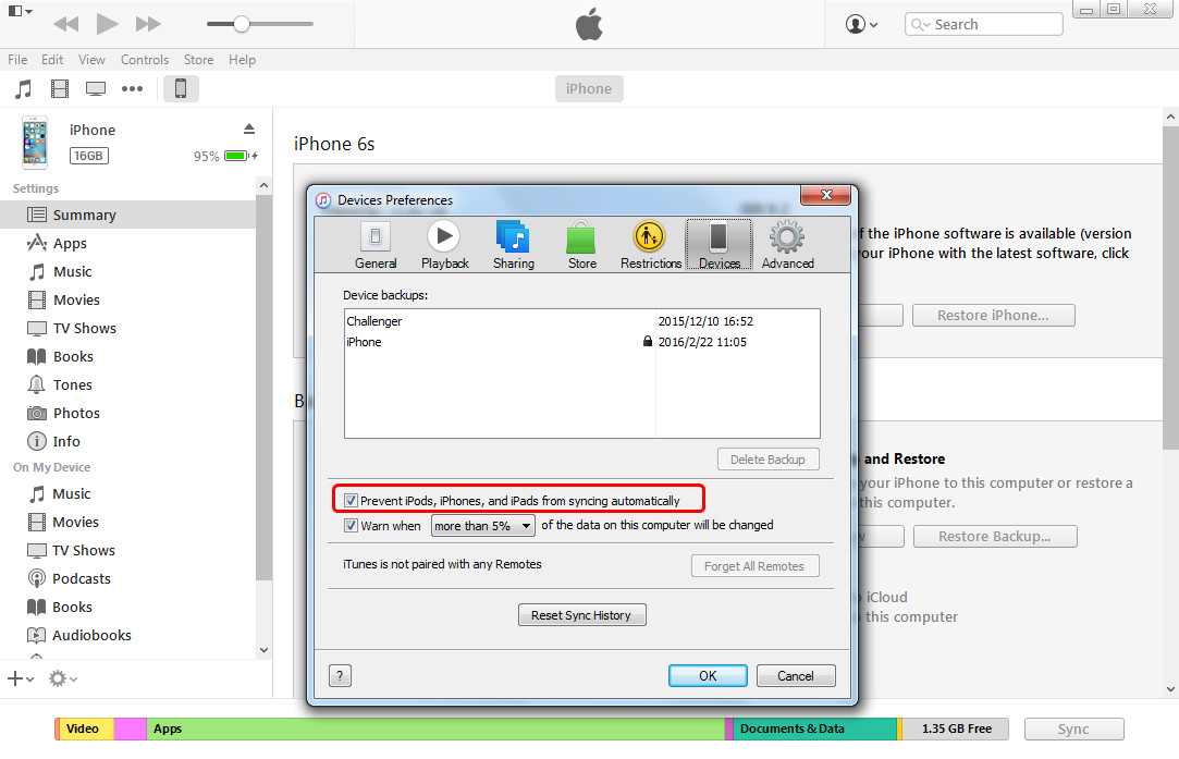 Prevent iPods, iPhones and iPads from syncing automatically