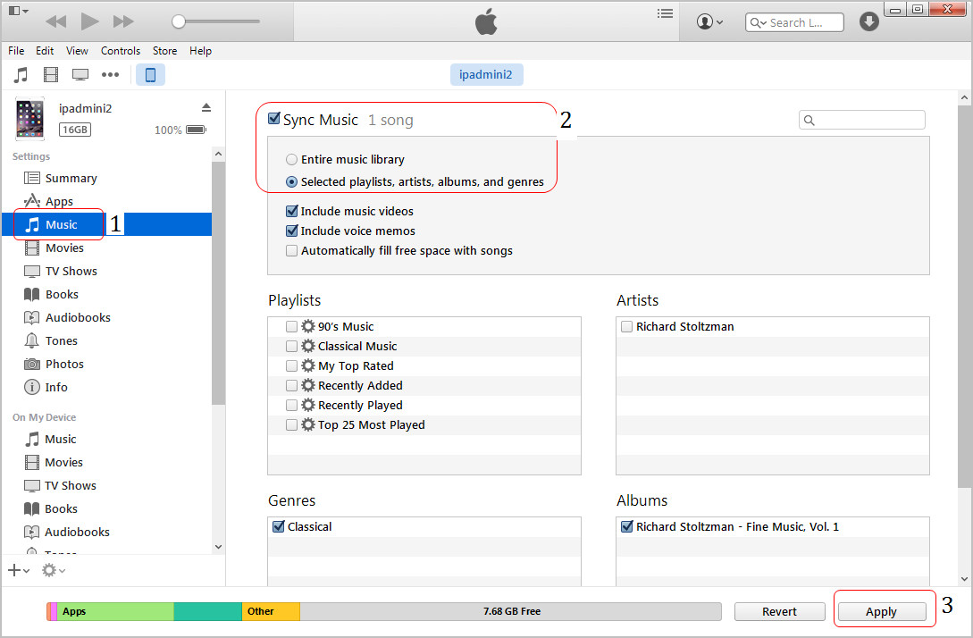 Sync Music to iPad with iTunes2