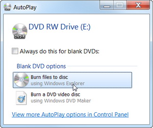 Burn files to disc