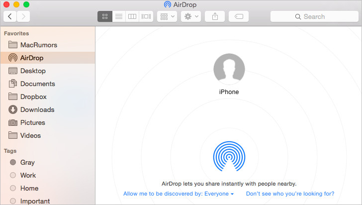 Using AirDrop