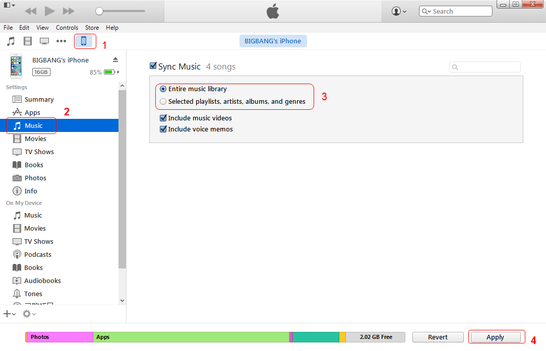 use iTunes to sync music