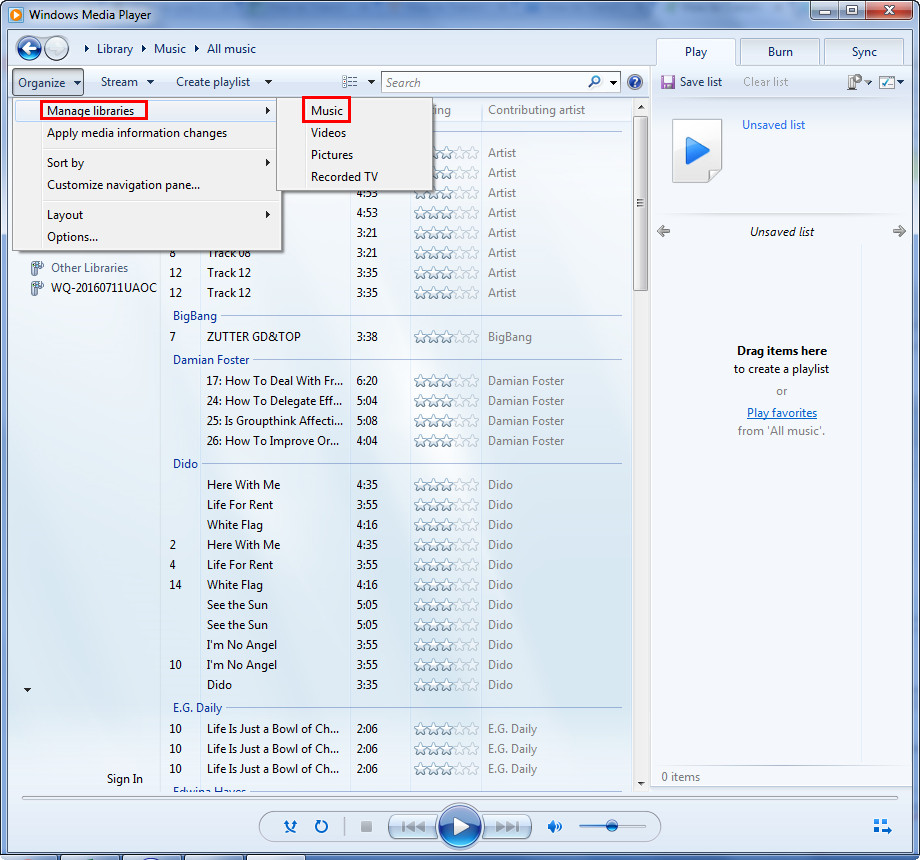 Open the installed Windows Media Player
