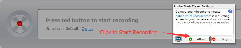 record microphone audio with online voice recorder
