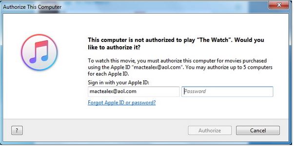  在你的计算机上授权 iTunes  