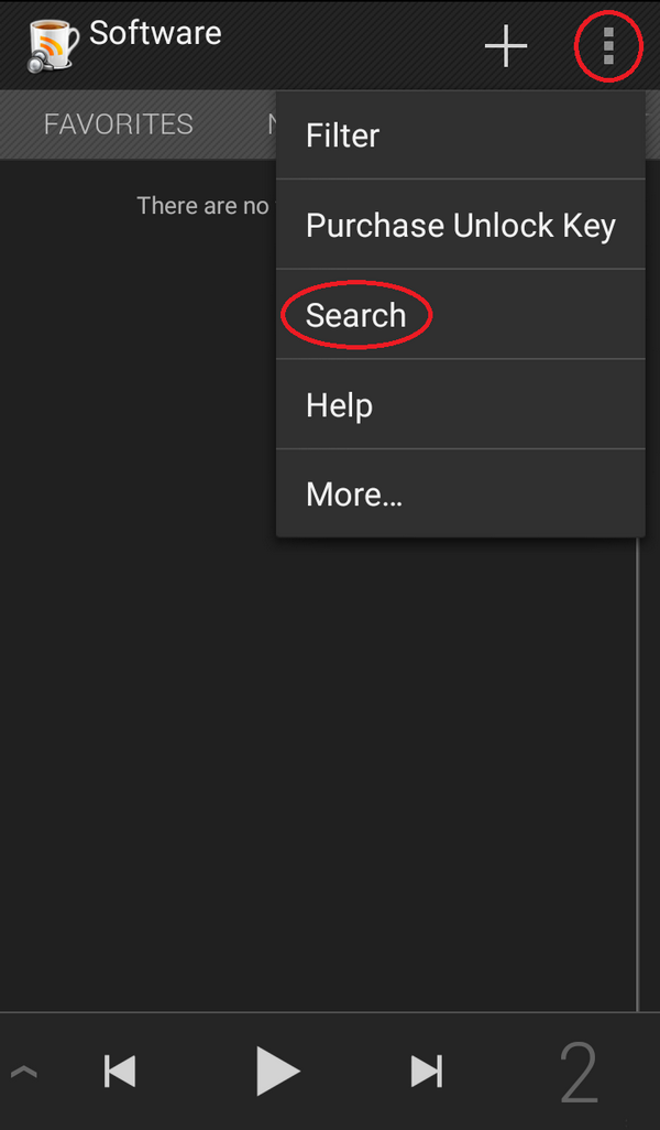 Call out the Search option