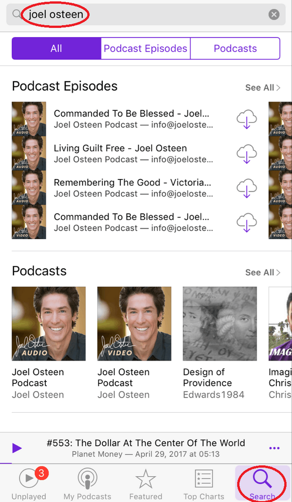 search-joel-osteen-on-podcast-app
