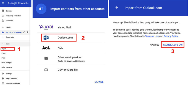 import Hotmail contacts to Google contacts
