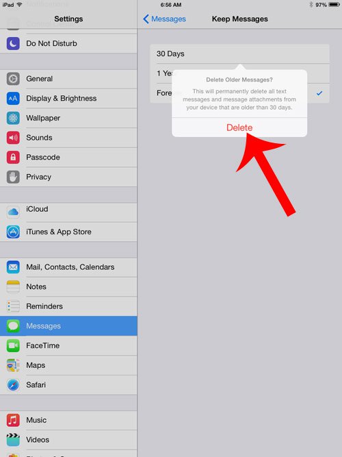 confirm to delete iPad messages completely 