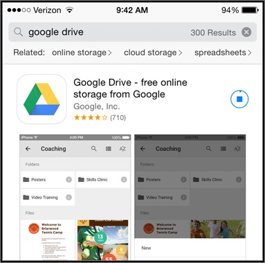 Download Google Drive app on iPad App Store and install it