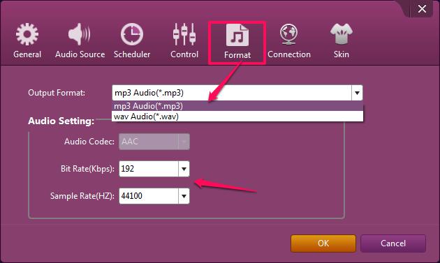 adjust output format and audio quality