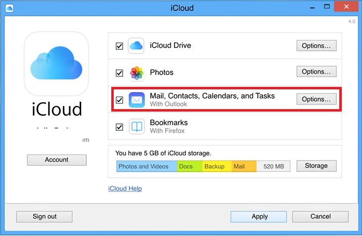 iCloud Sync Contacts with Outlook