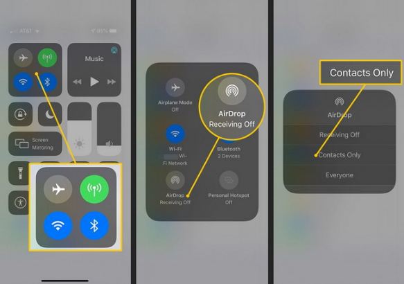  从 iPhone 传输音乐 - 在 Mac 和 iPhone 中同时激活 Airdrop 