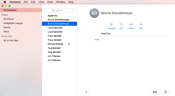 Launch Contacts app on Mac
