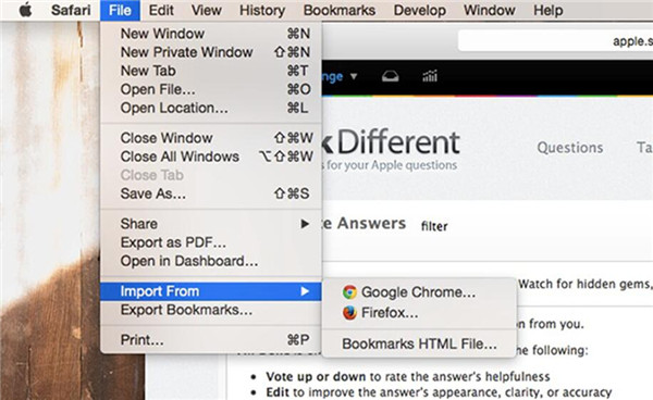 Import the Chrome Bookmarks HTML File into Safari on Mac OS X