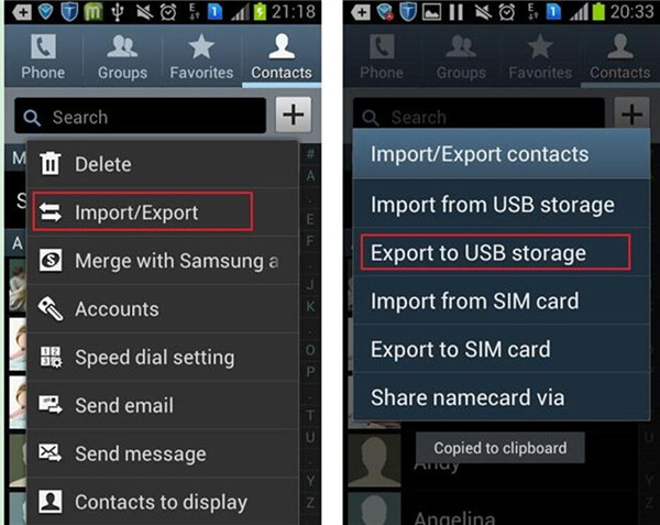 Export to USB Storage