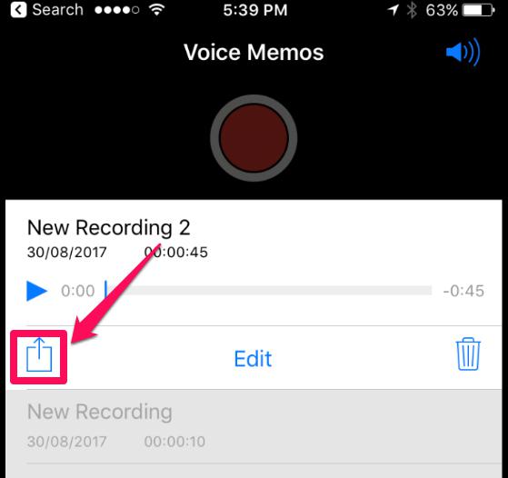Share your recordings by clicking the share button