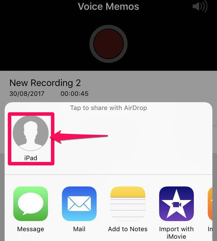 Click on the correct receiver and send the recording