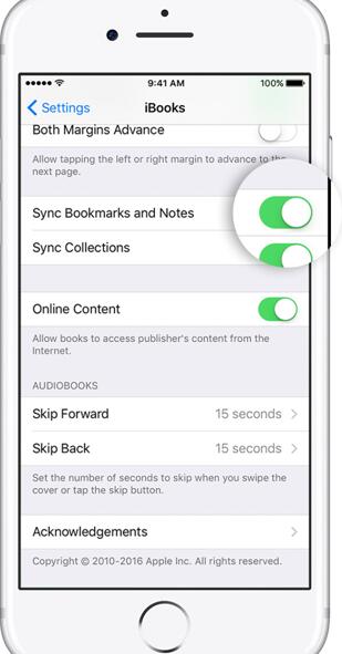 Sync iBooks from iPad to iPhone via Settings