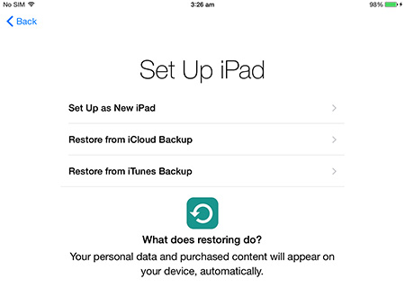 tap on Restore from iCloud Backup