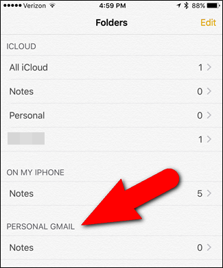 Check notes in Notes app