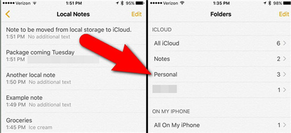 how to transfer notes from ipod to iphone