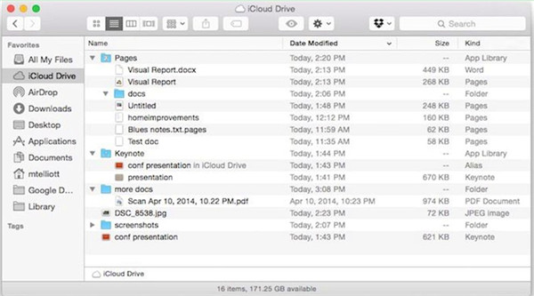 Find the iCloud Drive folder in Finder