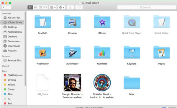Navigate to the folder of iCloud Drive in Finder