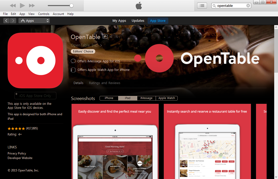 App Store OpenTable