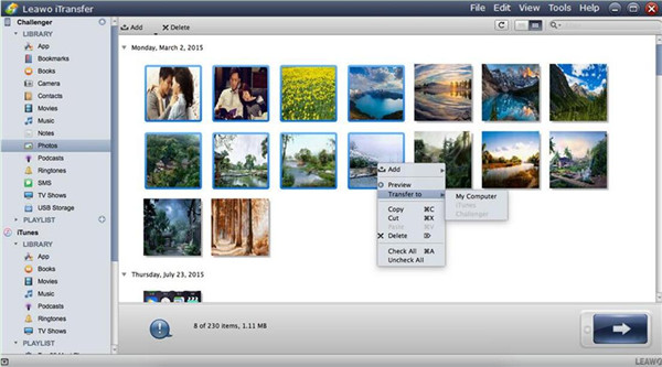 Choose Photos to Export to Computer