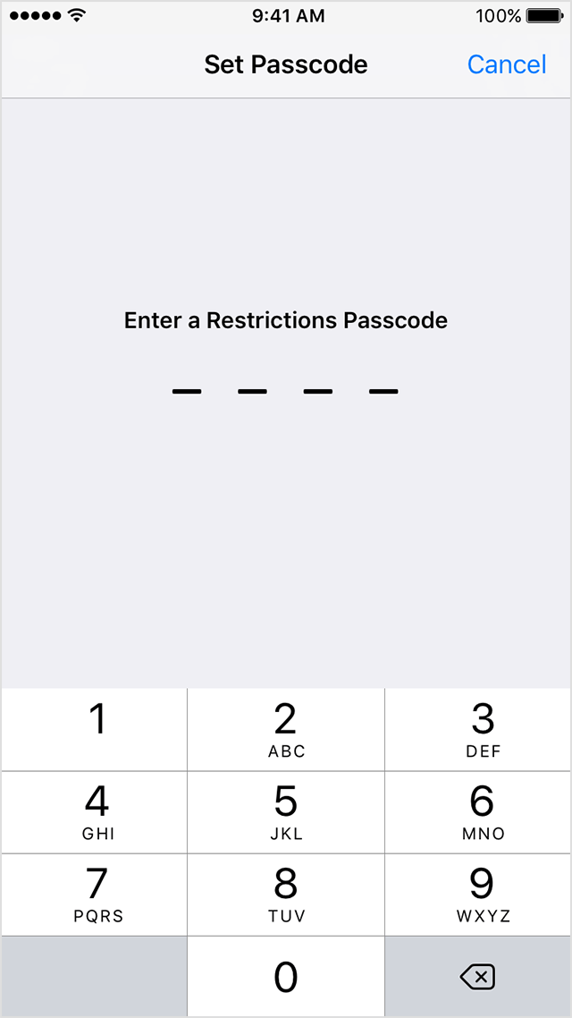 create a Restrictions Passcode