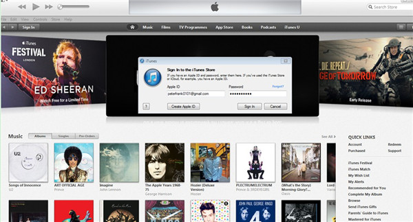 sign in iTunes Store