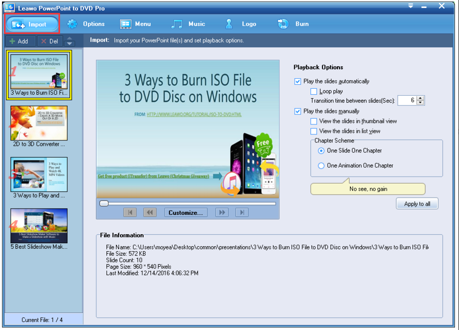 burn PowerPoint to DVD with music