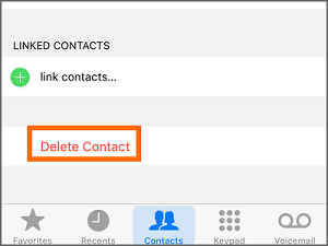 tap on Delete Contact