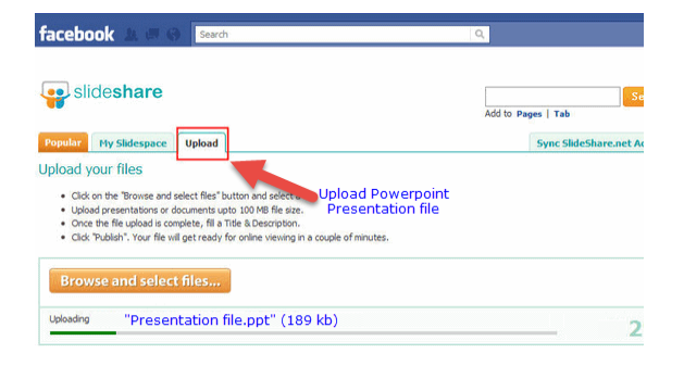 upload PowerPoint to facebook