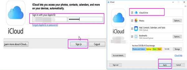sign into iCloud for Windows