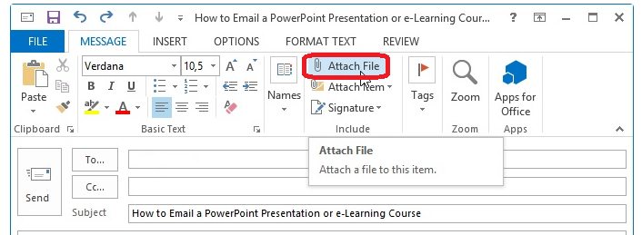 send a PowerPoint presentation by email