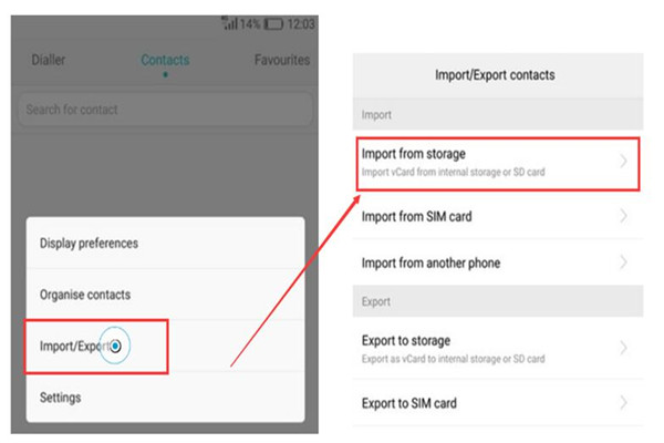 Import iPhone Contacts from Huawei P9 Storage Folder to Huawei P9