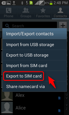 transfer contacts from iphone to sim via email
