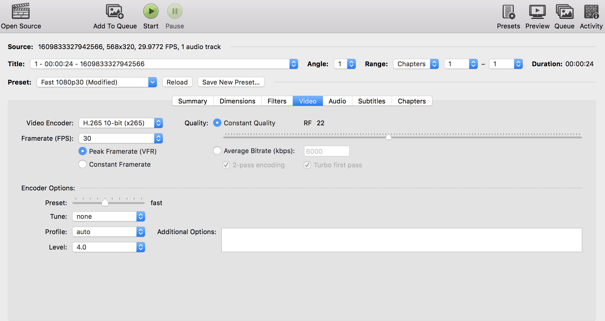  通过 Handbrake 将 H264 视频转换为 Hevc 