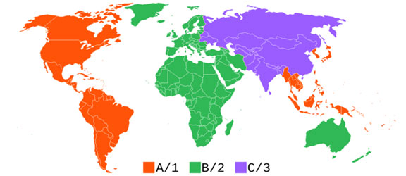Blu-ray Region Code map