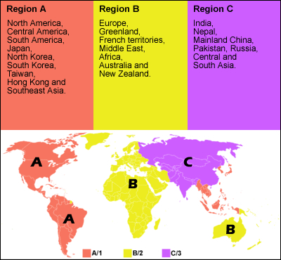 Blu-ray region codes map