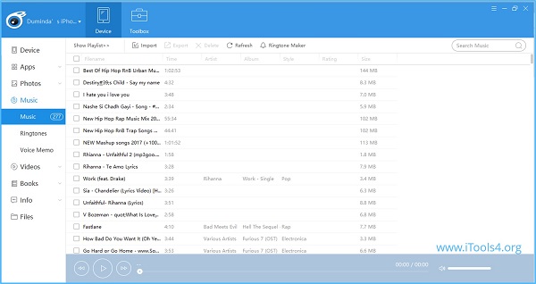 how-to-transfer-music-from-iPad-to-music-player-via-iTools-selecting