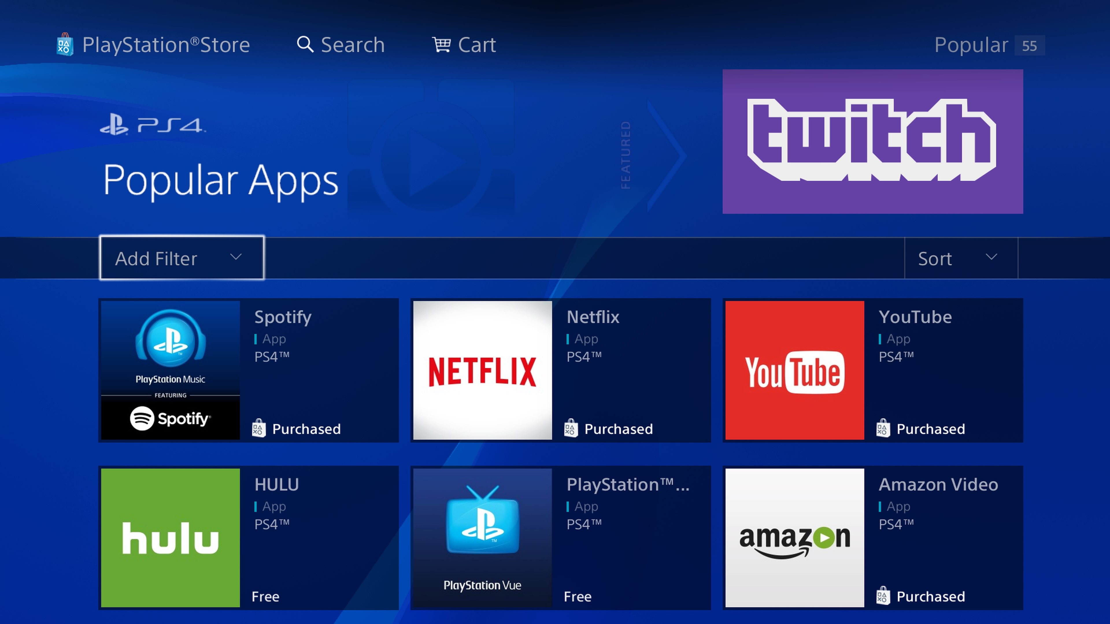 PS4 video streaming services